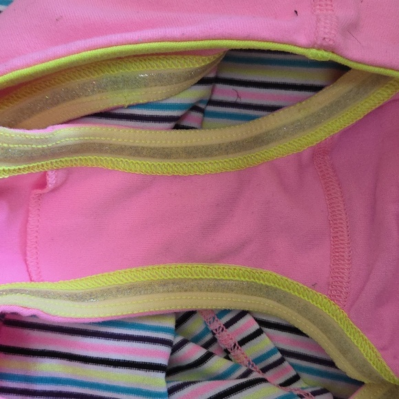 Ivivva | Pink Blue Yellow Black Striped Skort Girls Size 14 - Picture 5 of 5